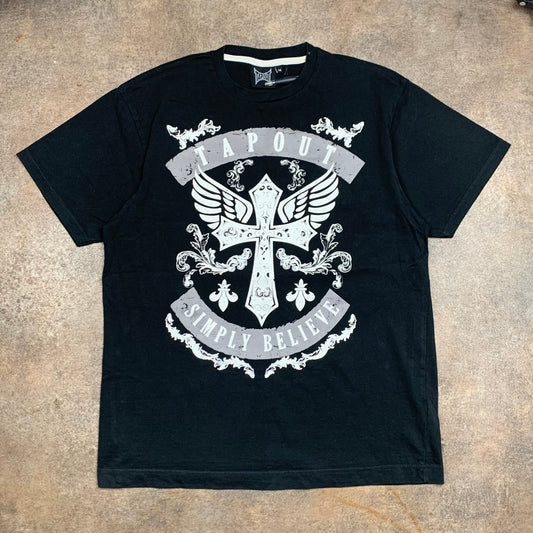 Tapout 00s black white grunge graphic tee
