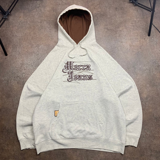 Mecca 00s graphic baggy light grey hoodie