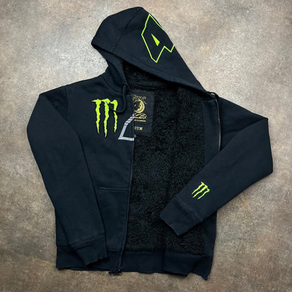 Fox Racing x Monster Energy 00s fur lined hoodie (M)