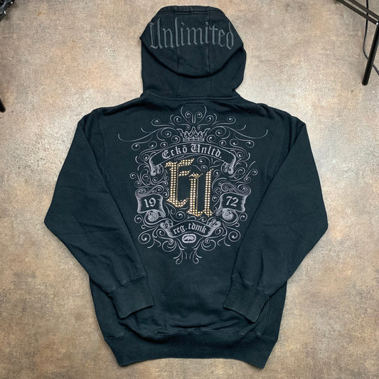 Ecko Unltd. 00s black studded graphic hoodie