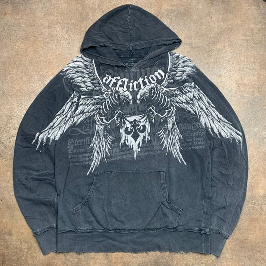 Affliction 00s black Birds of Prey hoodie