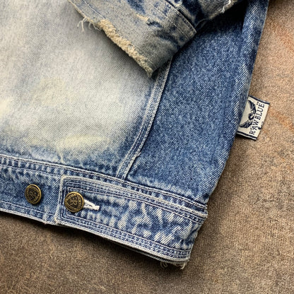 Raw Blue 00s boots graphic denim jacket (L)