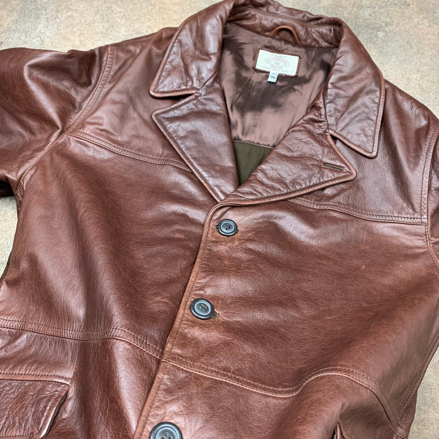 Armani Jeans 00s brown leather jacket (L)