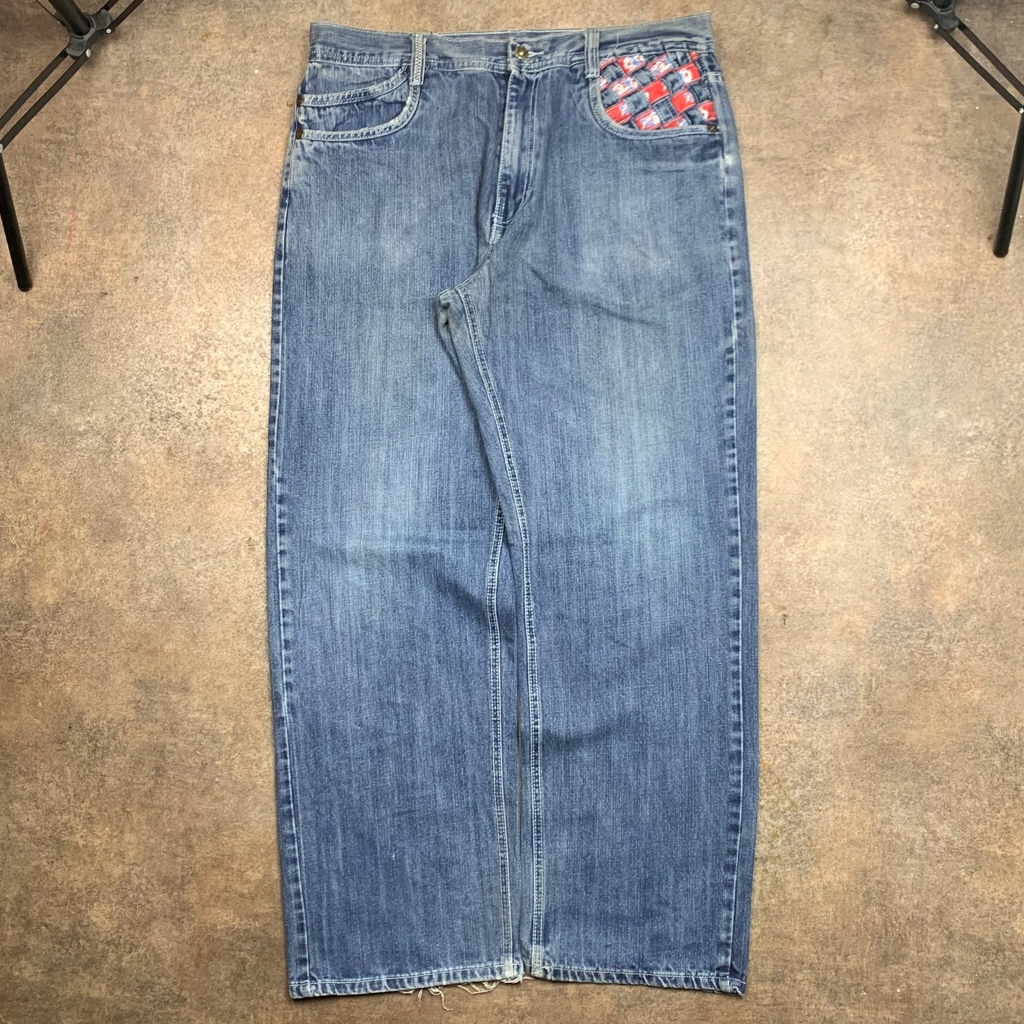 Raw Blue 00s blue baggy graphic denim jeans
