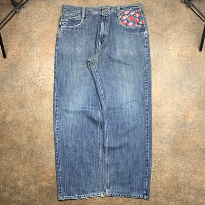 Raw Blue 00s blue baggy graphic denim jeans