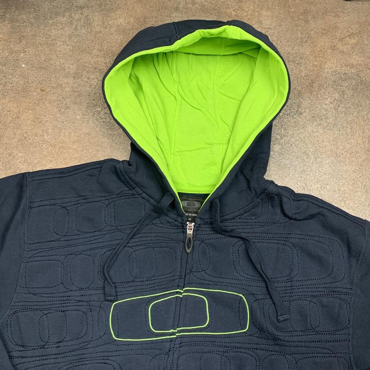 Oakley 00s navy green boxy graphic zip hoodie