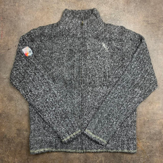 Quiksilver 00s grey lined chunky knit sweater