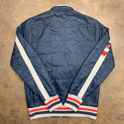Mambo 00s navy white graphic bomber jacket