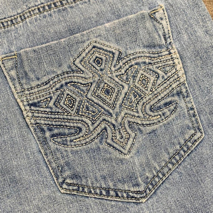 Avirex 00s baggy blue graphic jorts