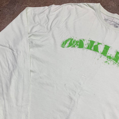 Oakley 00s mint-white graphic long sleeve tee