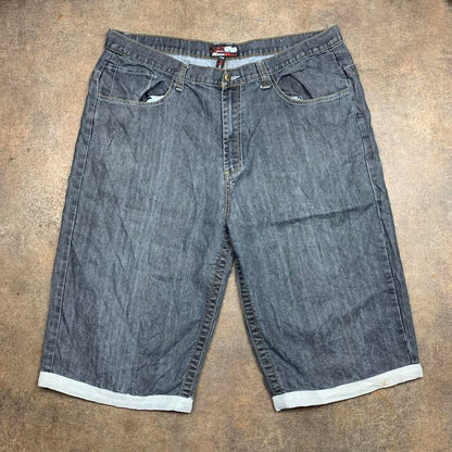 Raw Blue 00s graphic baggy navy denim jorts