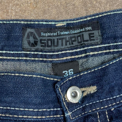 Southpole 00s navy embroidered denim jeans