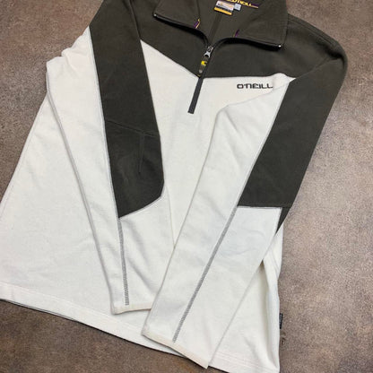 O'Neill 00s cream brown quarter zip fleece