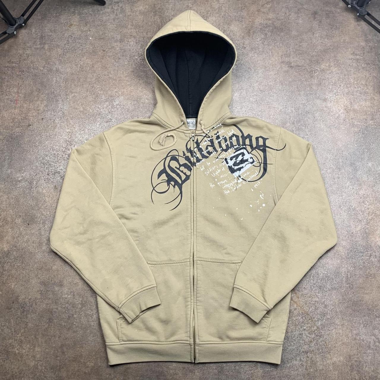 Billabong 00s graphic cream baggy zip hoodie