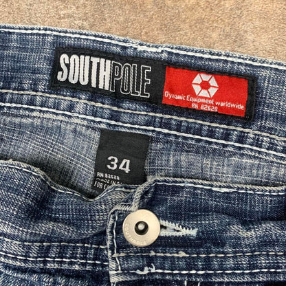 Southpole 00s red tab light blue faded baggy denim jeans