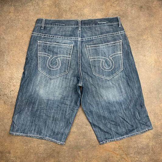 Avirex 00s baggy navy blue denim jorts