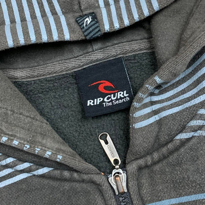 Rip Curl 00s graphic brown striped zip hoodie