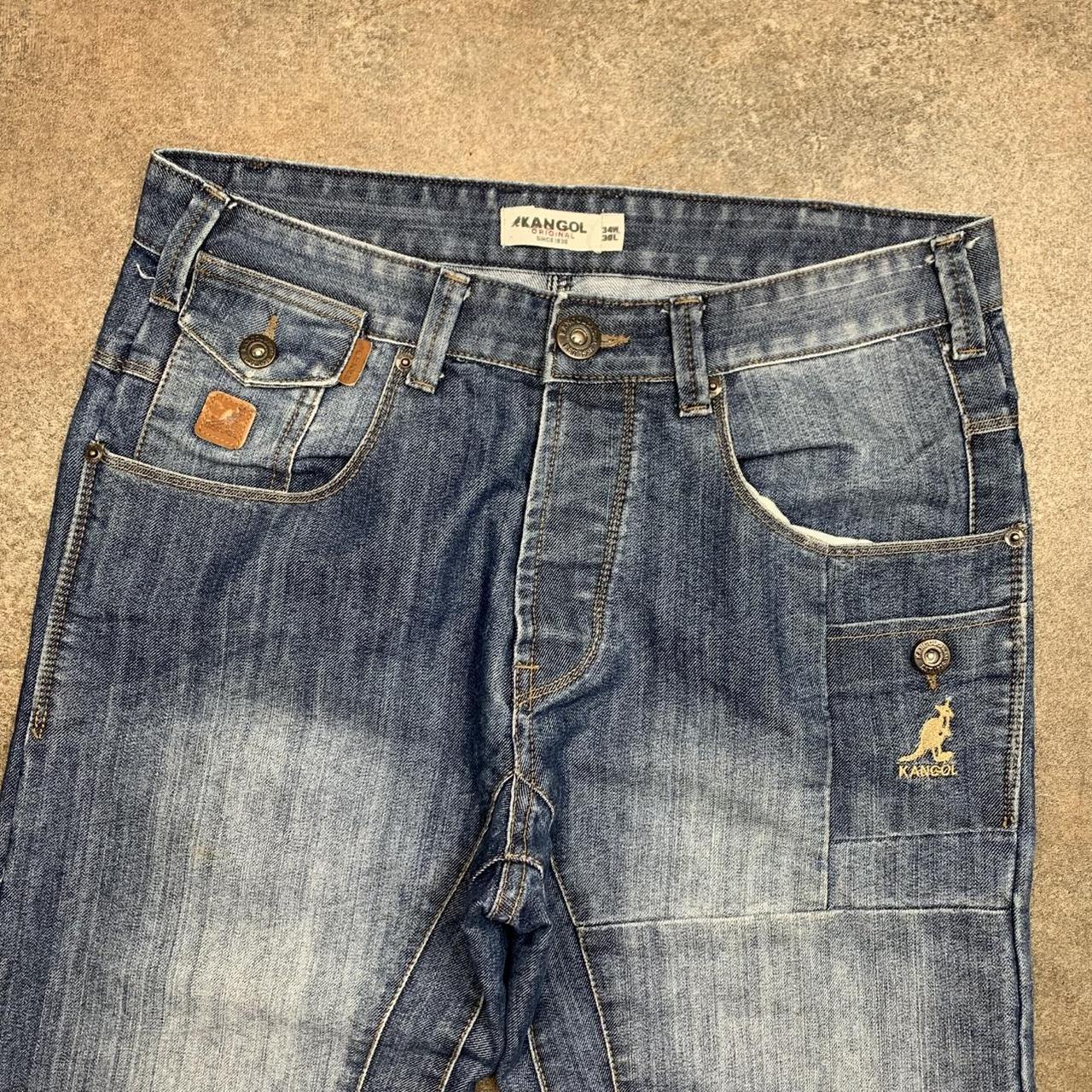 Kangol 00s denim baggy navy blue double knee jeans