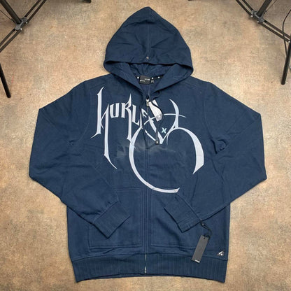 Hurley 00s navy grunge graphic zip hoodie