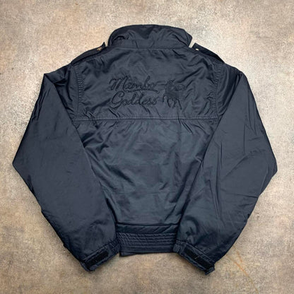 Mambo Goddess 90s black graphic asymmetrical zip jacket