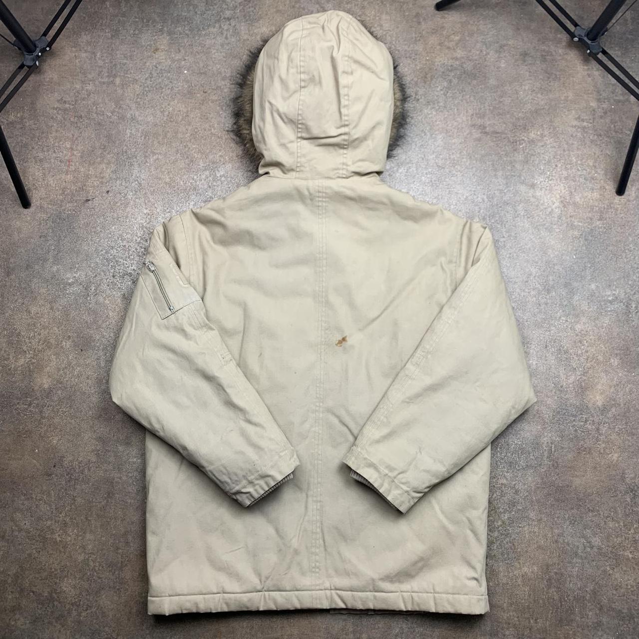 Quiksilver 90s cream beige fur hood parka
