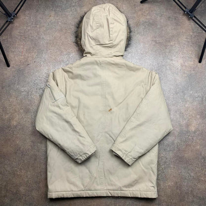 Quiksilver 90s cream beige fur hood parka