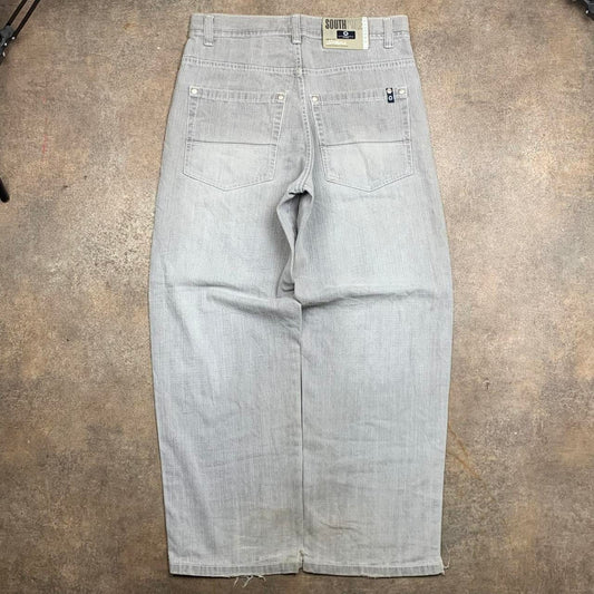 Southpole 00s white light grey grunge denim jeans