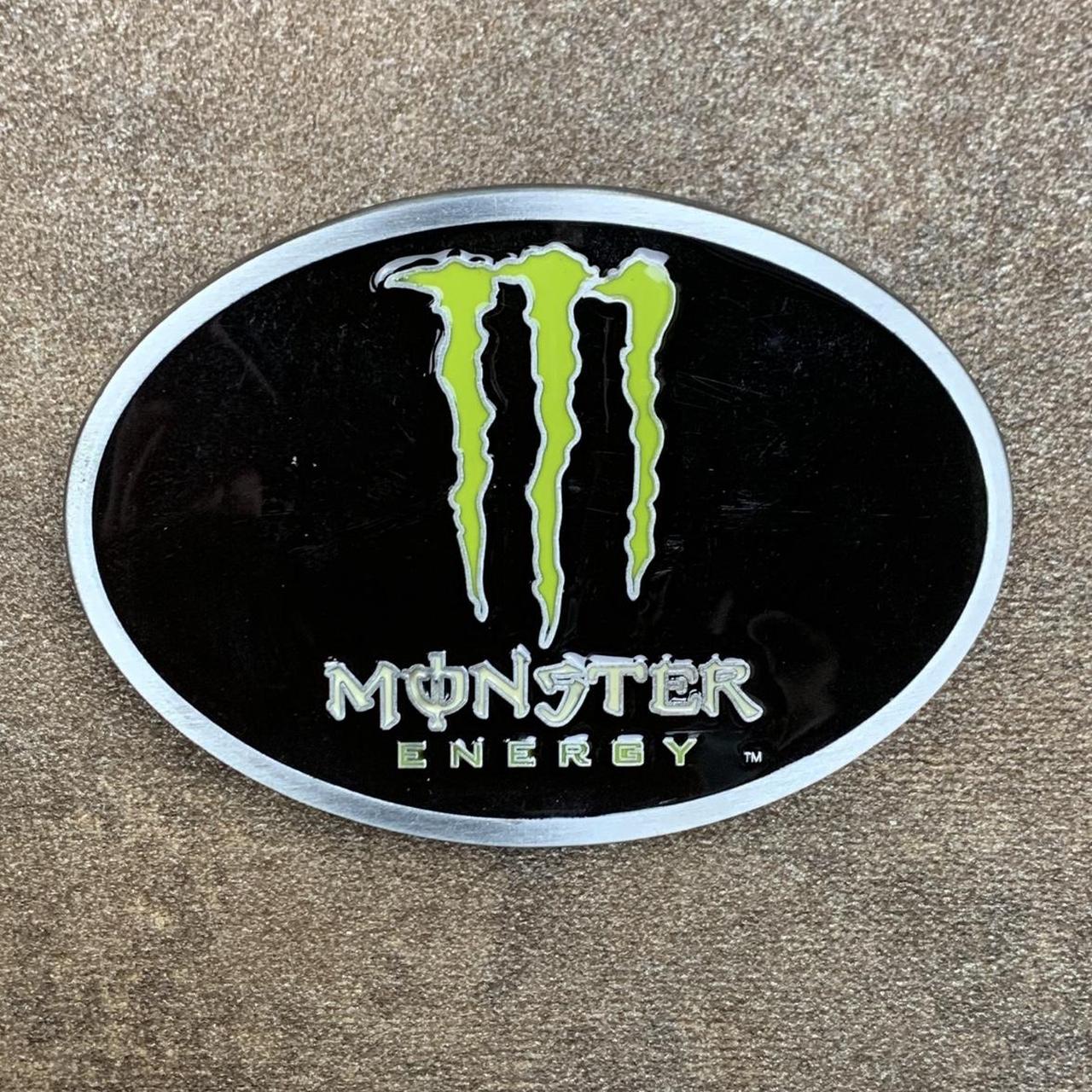 Monster Energy black green silver belt buckle