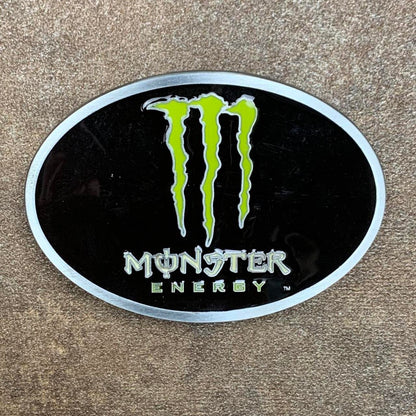 Monster Energy black green silver belt buckle