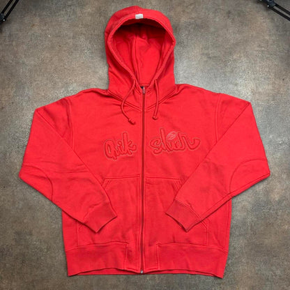 Quiksilver 90s red graphic boxy zip hoodie