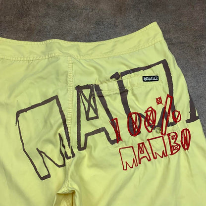 Mambo 00s yellow graphic baggy boardshorts