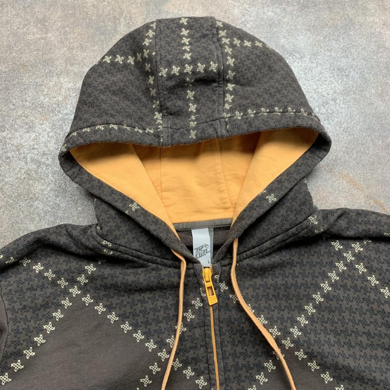 Rip Curl 00s brown graphic boxy zip hoodie