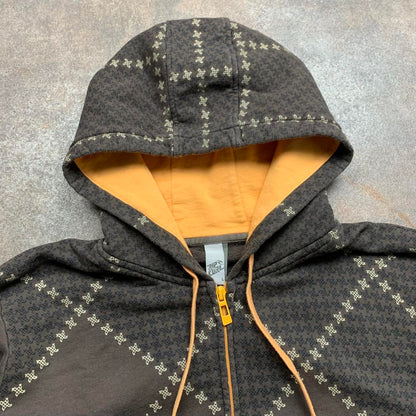 Rip Curl 00s brown graphic boxy zip hoodie