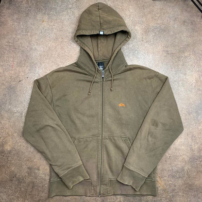 Quiksilver 90s graphic brown zip hoodie