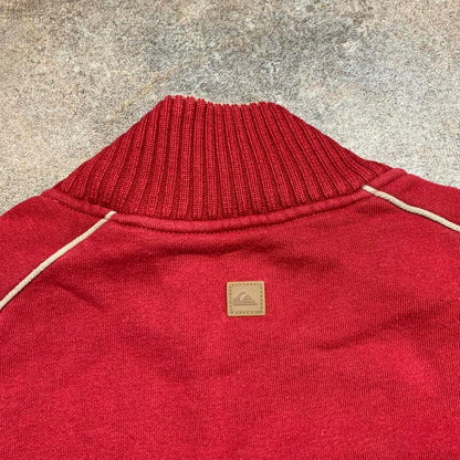 Quiksilver vintage 90s knit zip red boxy baggy cardigan surf skate jumper sweater top -