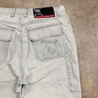Oakley Software 00s baggy white grey carpenter jeans