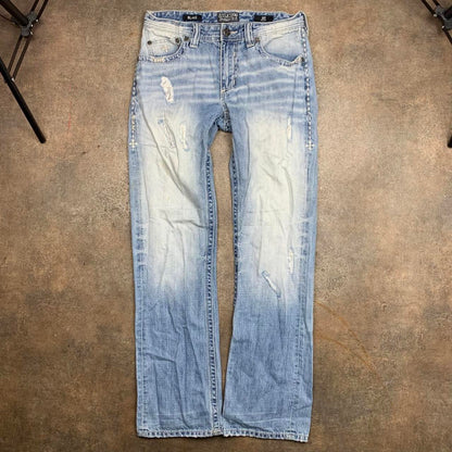 Affliction 00s blue washed baggy denim jeans