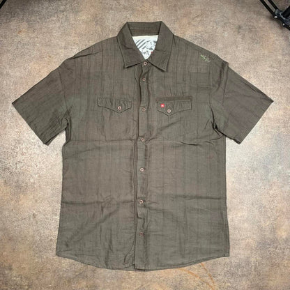 Quiksilver 00s brown green graphic shirt