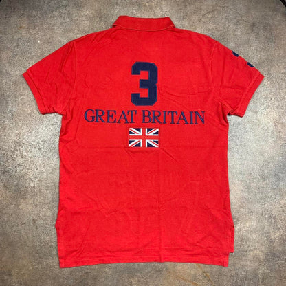 Polo Ralph Lauren 00s Great Britain red graphic polo shirt