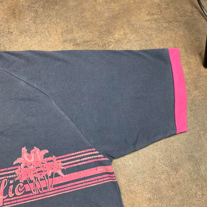 Ocean Pacific 00s grey pink graphic polo shirt