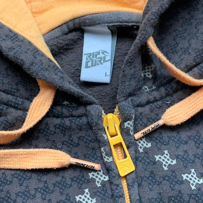 Rip Curl 00s brown graphic boxy zip hoodie