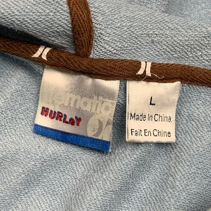 Hurley 00s graphic pale blue baggy zip hoodie
