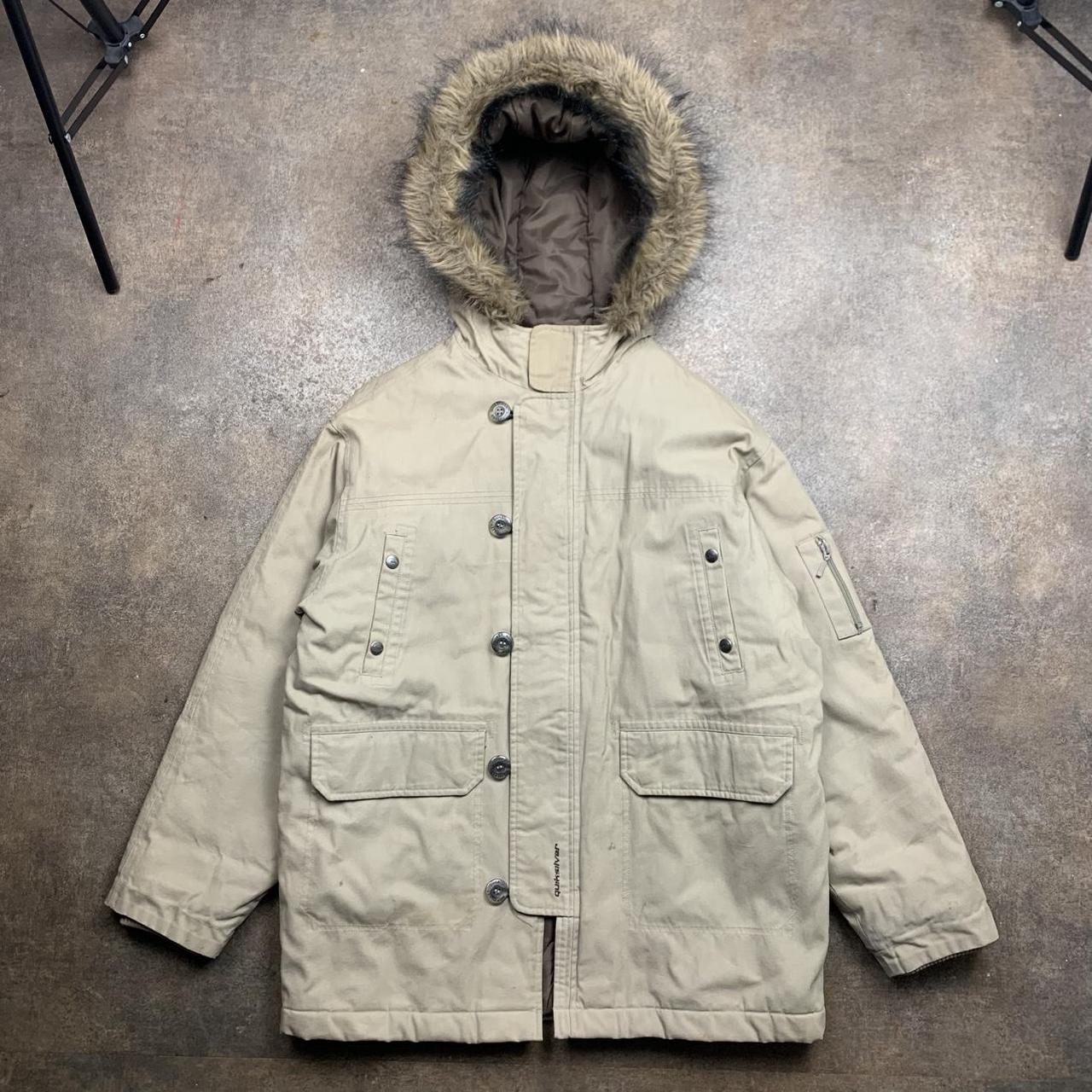 Quiksilver 90s cream beige fur hood parka