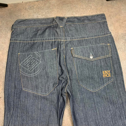 Enyce 00s grey navy baggy graphic denim jeans