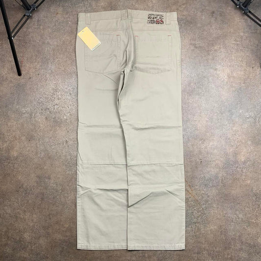 Oakley 00s cream beige baggy logo jeans