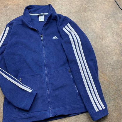 Adidas 00s graphic navy white fleece sweater