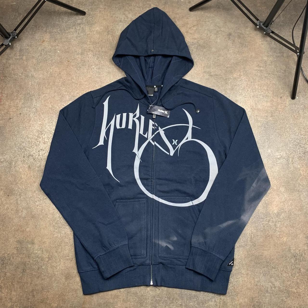Hurley 00s navy graphic grunge boxy zip hoodie