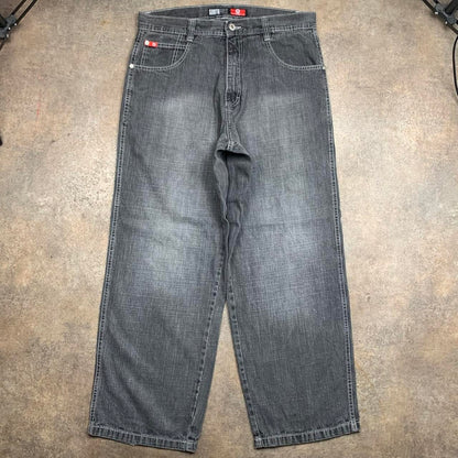Southpole 00s red tab baggy black grey faded denim jeans