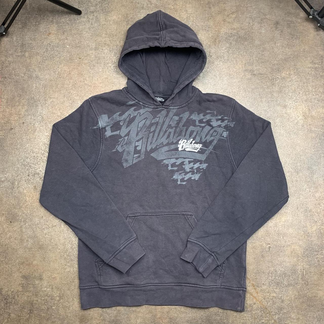 Billabong 00s navy-grey boxy graphic hoodie