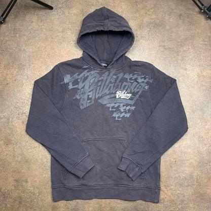 Billabong 00s navy-grey boxy graphic hoodie